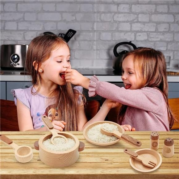 Play Kitchen Accessories,Wooden Kitchen Sets for Kids,Toy Pots and Pans for Kids - Picture 6 of 6
